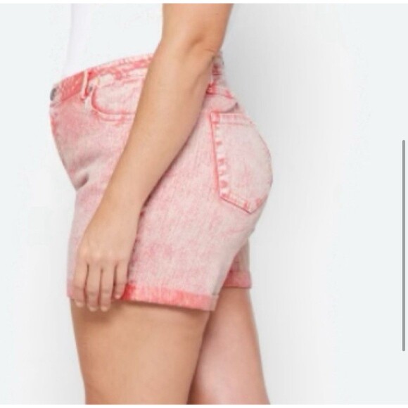 1822 Denim Women’s 14W High Rise Annabeth Roll Short Pink Stretch Summer - Picture 3 of 12
